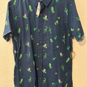 Modern Amusement Cactus Print Short Sleeve Button Down Shirt - L